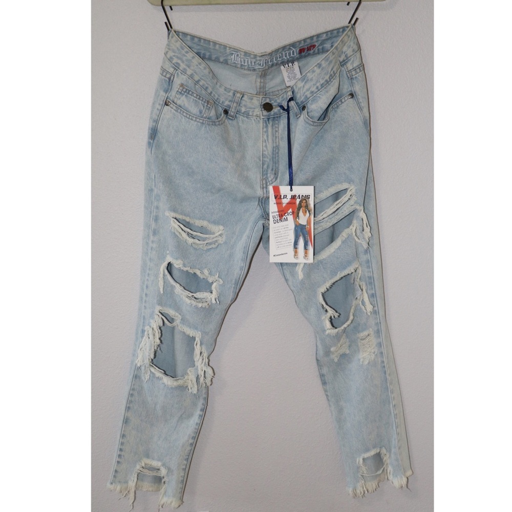 V.I.P. JEANS Light wash distressed jeans